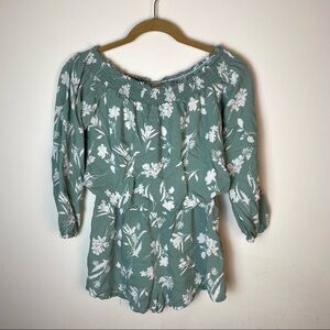 Aakaa Off The Shoulder Floral Print Shorts Romper Size S